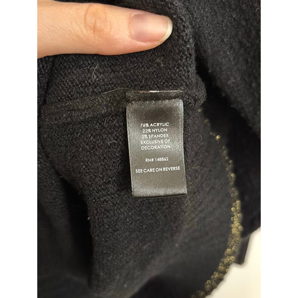 Torrid Sweater Womens 3X Black "Are We Merry Yet?" Holiday Christmas Gold Lurex - Picture 4 of 5